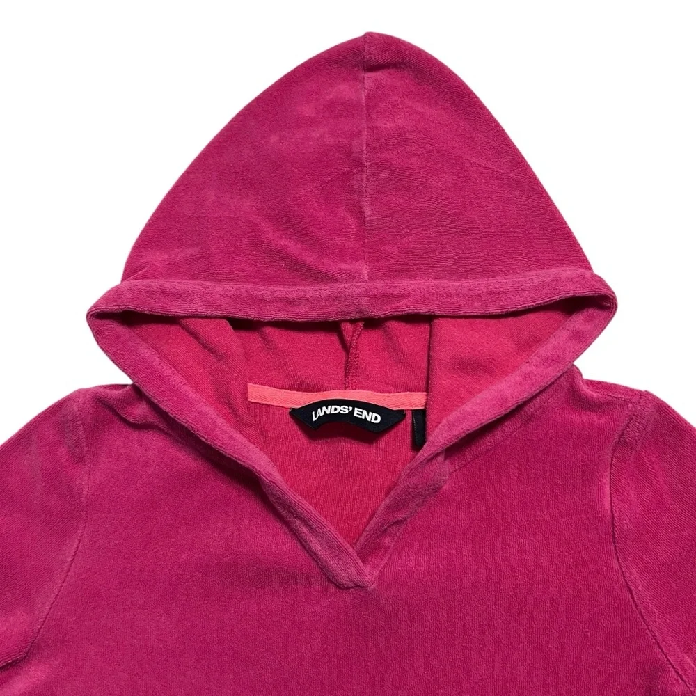 Lands’ End S 7-8Y Pink Terry Hooded Swim Cover-Up